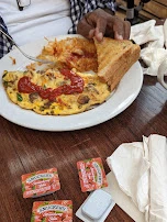 Omelette Toast and Hash Browns